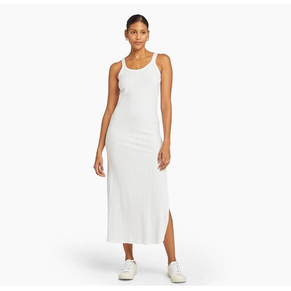 Vitamin A Dresses & Skirts - Vitamin A West Organic Rib Tank Midi Dress S Sleeveless Scoop Neck White NWT